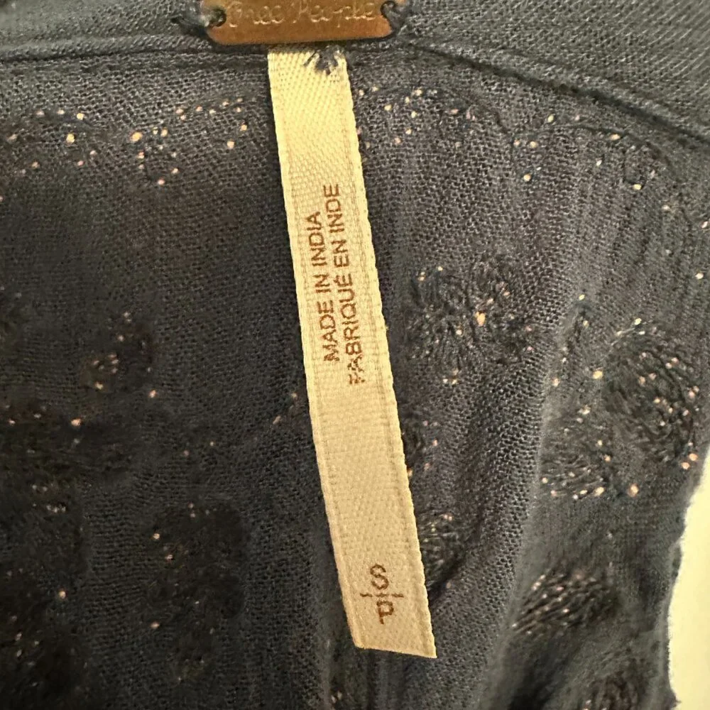 🩵Free People Dress Pink Embroidery V-neck Drawstring Midi Maxi Dress Size Small - Picture 8 of 8